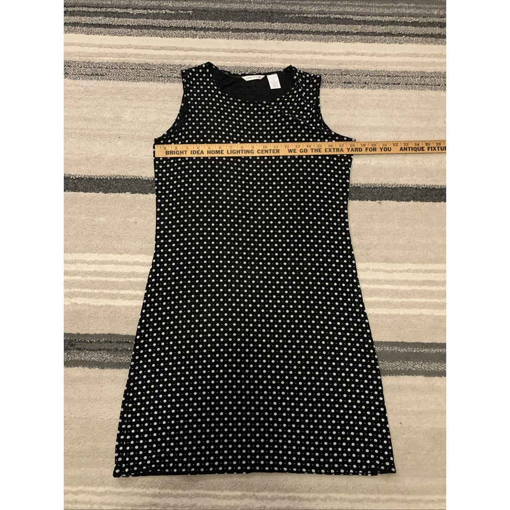 Laura Ashley Dress Womens Sleeveless Polka Dot Black Small‎